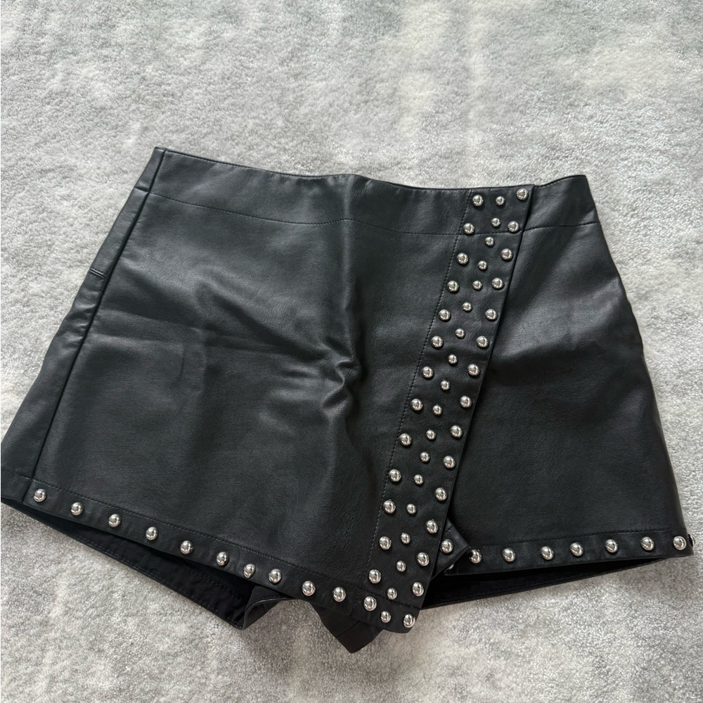 Free People Black Studded Mini Skirt